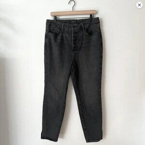 Good American Good Legs Crop Button Fly Black Jeans Women's Size 16